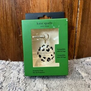 Kate Spade New York Air Tag Holder with Gold Ring Clip - City Leopard NIB